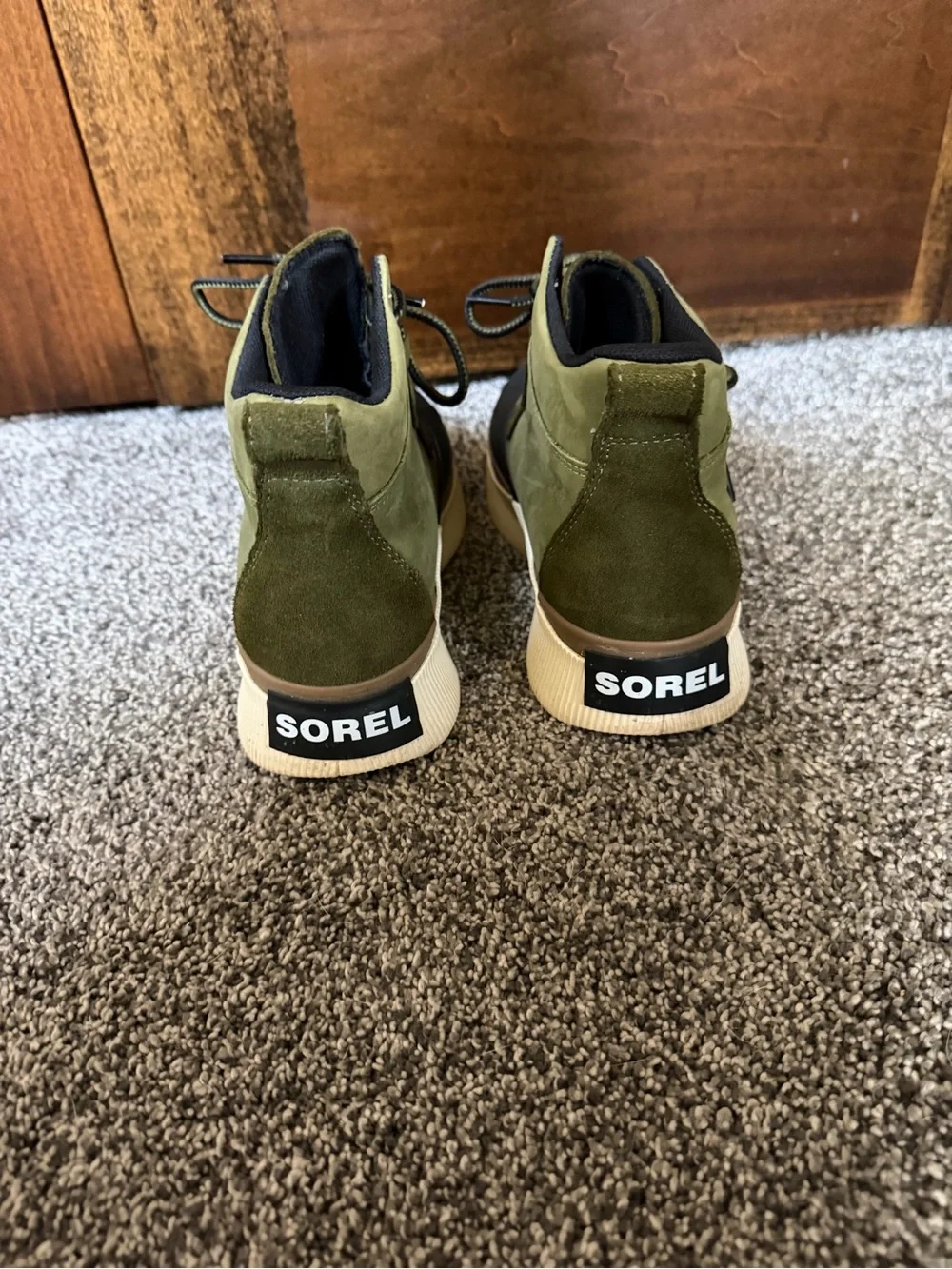 Sorel Olive Green & Black Waterproof Lace-Up Duck Boots